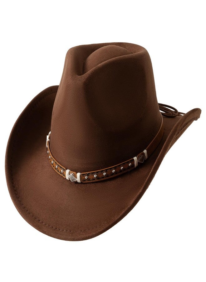 Jastore Faux-Suede Cowboy Hat for Kids Girls Boys with Shapeable Wide Brim Western Hats for Cowboys and Cowgirls (US, Age, 6 Years, 12 Years, Coffee) - Image 2